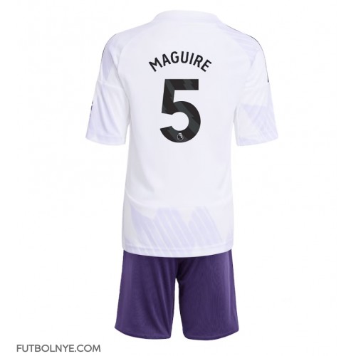 Camiseta Manchester United Harry Maguire #5 Visitante Equipación para niños 2025-26 manga corta (+ pantalones cortos)